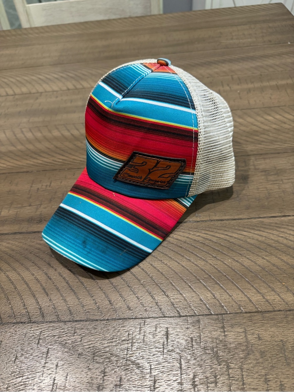 Serape Stripe Trucker Hat with Leather Patch